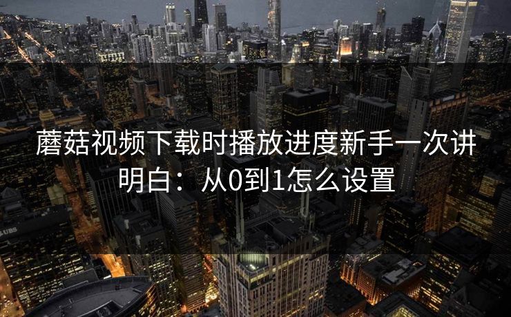 蘑菇视频下载时播放进度新手一次讲明白:从0到1怎么设置 蘑菇视频下载时播放进度新手一次讲明白:从0到1怎么设置